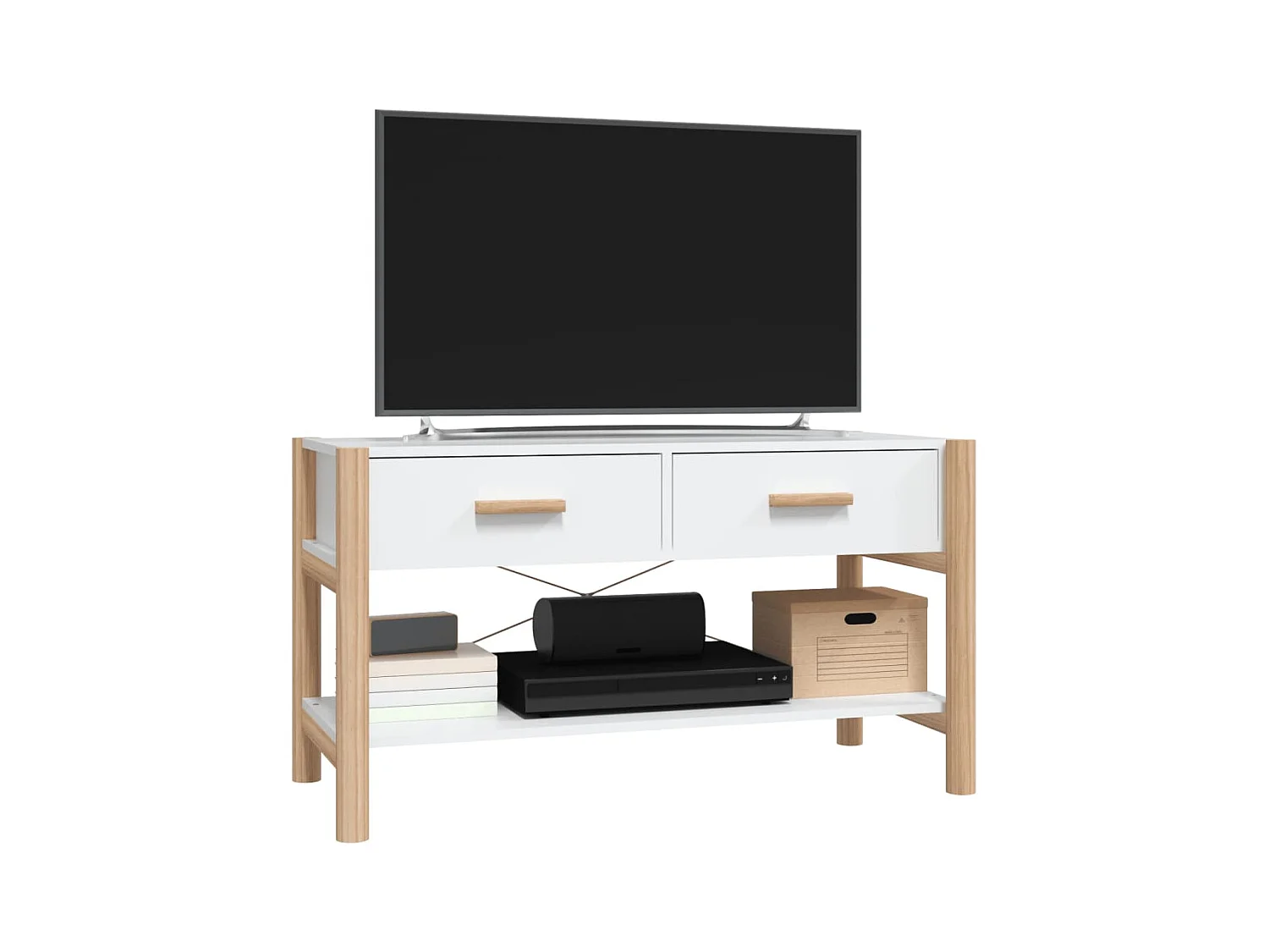 Mueble para TV  | Gabinete de TV |  Mueble de salón madera contrachapada blanco 82x38x45 cm
