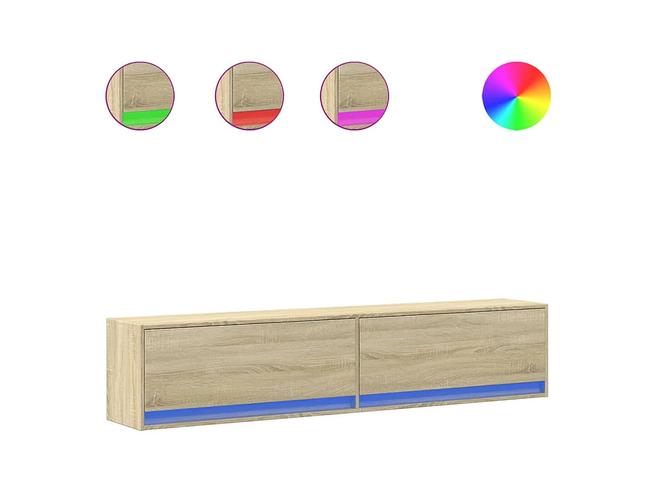 Tv-wandmeubel | TV-kast | Tv-Bank met LED-verlichting 180x31x38 cm sonoma eiken