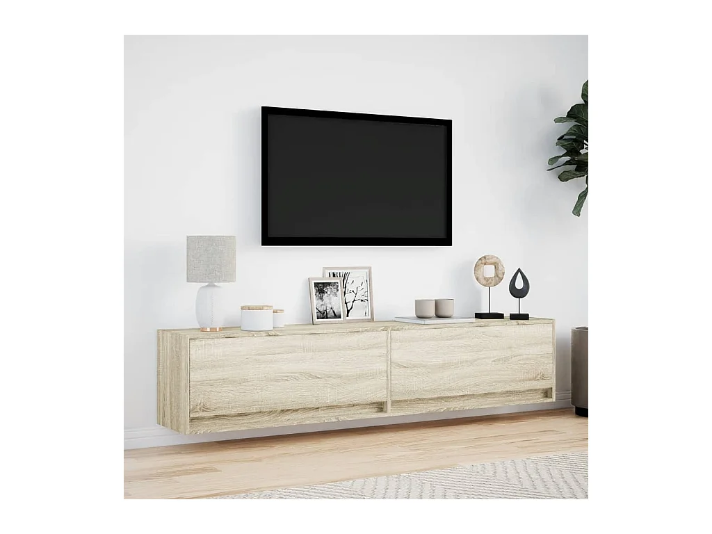 Tv-wandmeubel | TV-kast | Tv-Bank met LED-verlichting 180x31x38 cm sonoma eiken