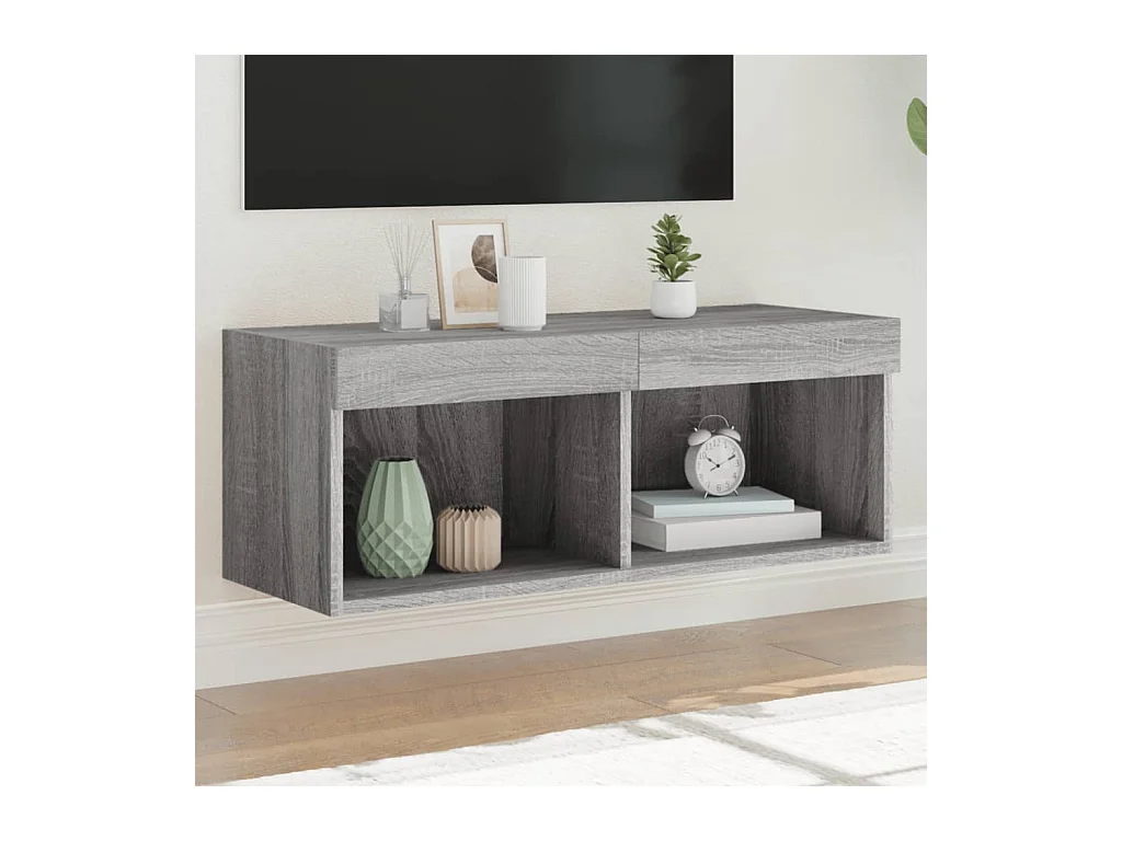 Mueble para TV  | Gabinete de TV |  Mueble de salón con luces LED gris Sonoma 80x30x30 cm