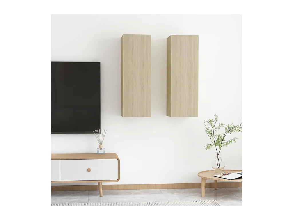 Meubles TV | Bancs TV | Armoires TV 2 pcs Chêne sonoma 30,5x30x90 cm Bois d’ingénierie