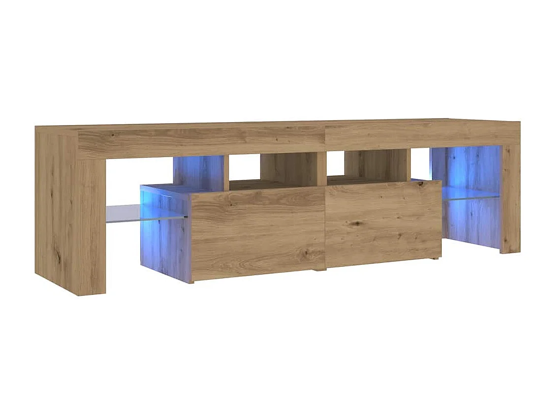 Meuble TV | Banc TV | Armoire TV avec lumières LED chêne artisanal bois d'ingénierie