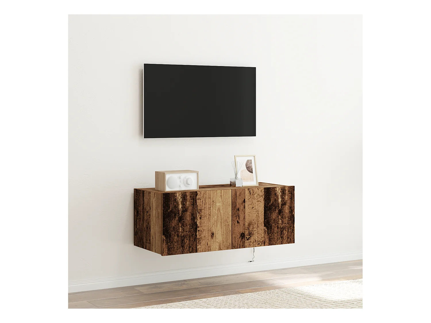 Tv-wandmeubel | TV-kast | Tv-Bank met LED-verlichting 80x35x31 cm oud houtkleurig