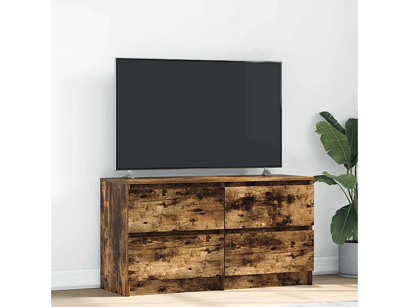 Tv-meubel | Tv-Bank | TV-kast100x35x54 cm bewerkt hout gerookt eikenkleurig