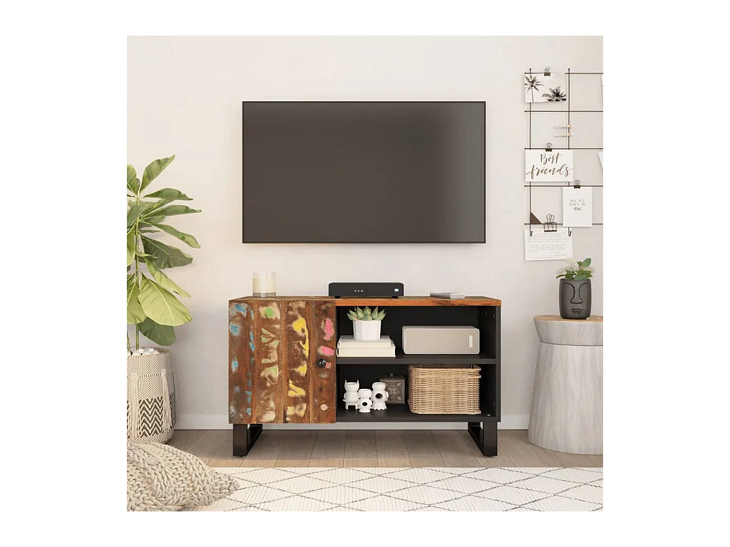 Mueble de TV | Mueble de salón madera reciclada y madera contrachapada 80x33x46cm