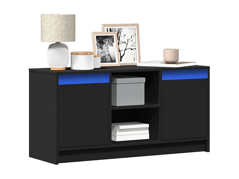 Mueble de TV | Mueble de salón con LED madera de ingeniería negro 100x34x50 cm