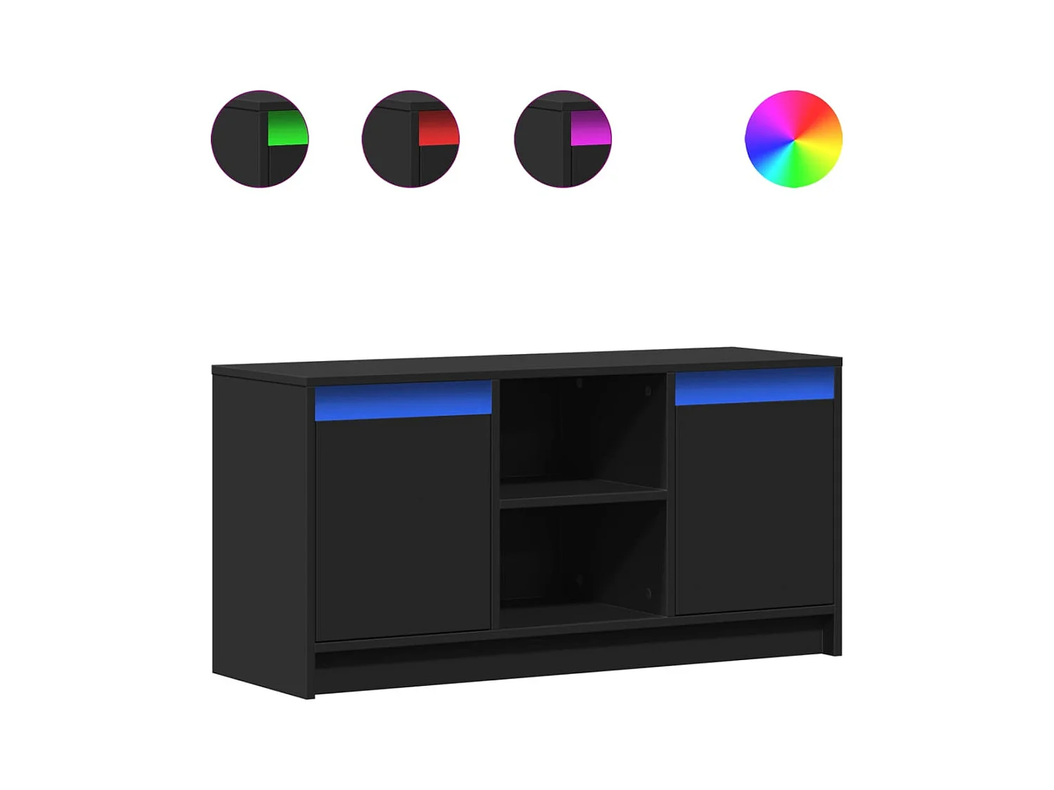 Mueble de TV | Mueble de salón con LED madera de ingeniería negro 100x34x50 cm