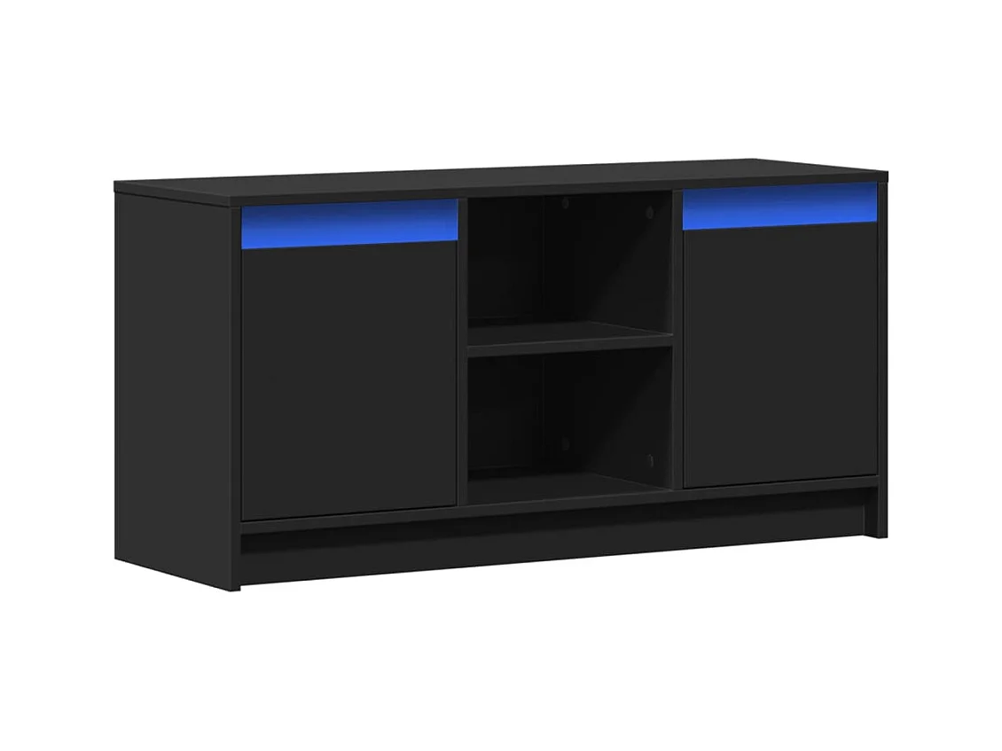 Mueble de TV | Mueble de salón con LED madera de ingeniería negro 100x34x50 cm