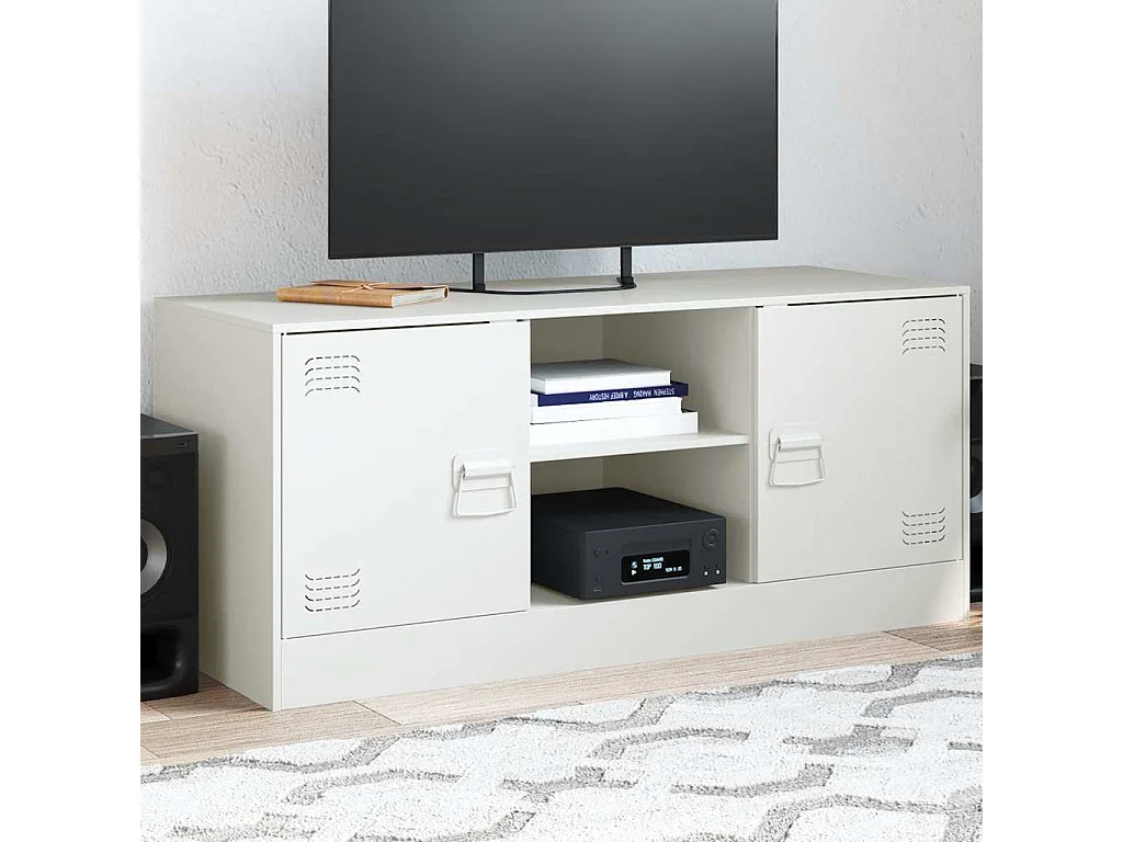 Meuble TV | Banc TV | Armoire TV blanc 99x39x44 cm acier