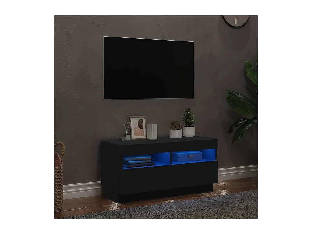 Mueble de TV | Mueble de salón con luces LED negro 80x35x40 cm