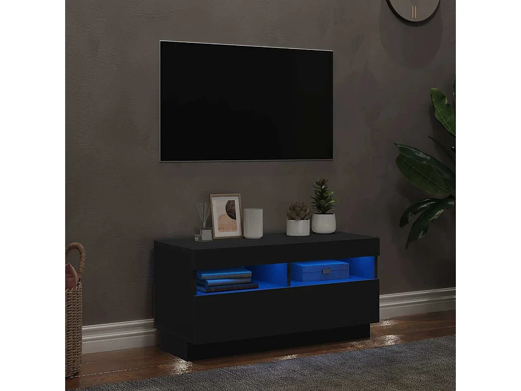 Mueble de TV | Mueble de salón con luces LED negro 80x35x40 cm