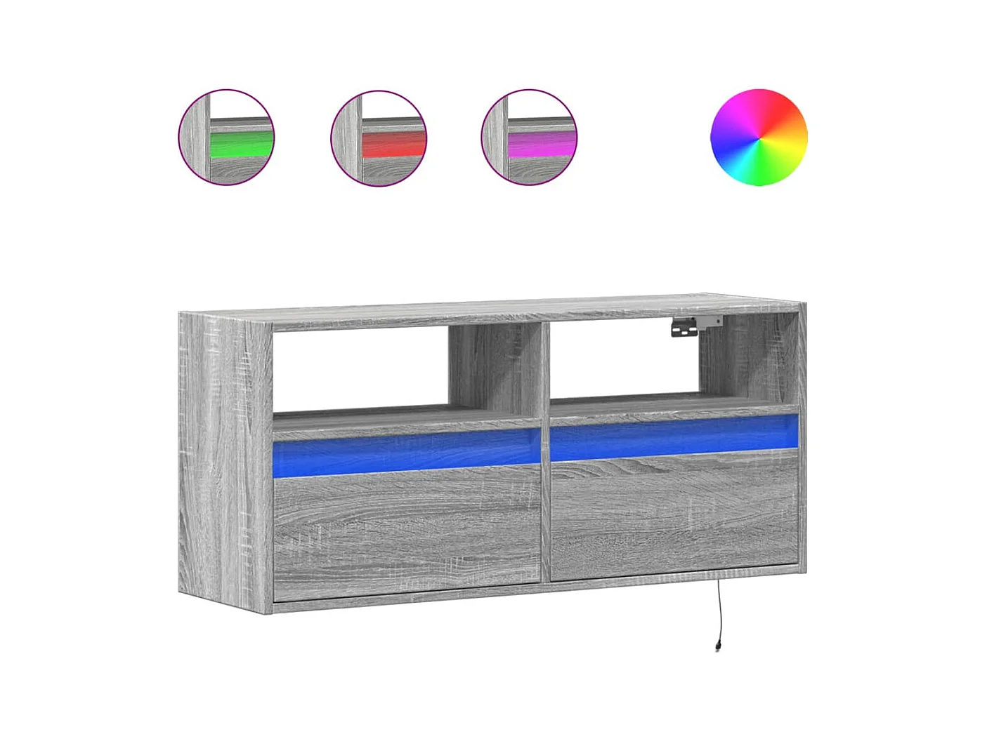 Tv-wandmeubel | TV-kast | Tv-Bank met LED-verlichting 100x31x45 cm grijs sonoma