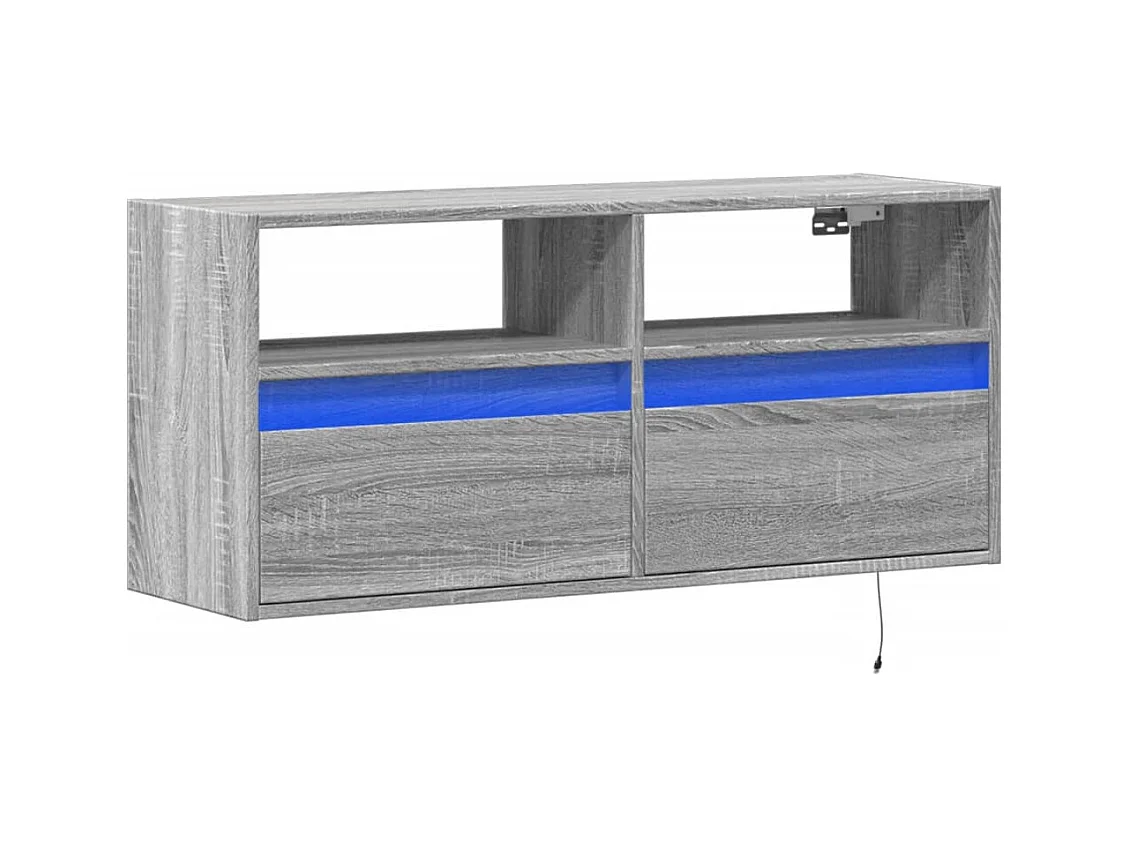 Tv-wandmeubel | TV-kast | Tv-Bank met LED-verlichting 100x31x45 cm grijs sonoma