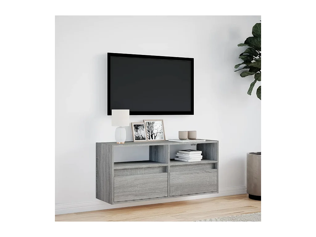 Tv-wandmeubel | TV-kast | Tv-Bank met LED-verlichting 100x31x45 cm grijs sonoma