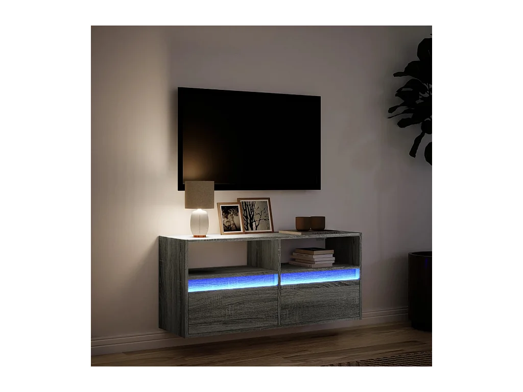 Tv-wandmeubel | TV-kast | Tv-Bank met LED-verlichting 100x31x45 cm grijs sonoma