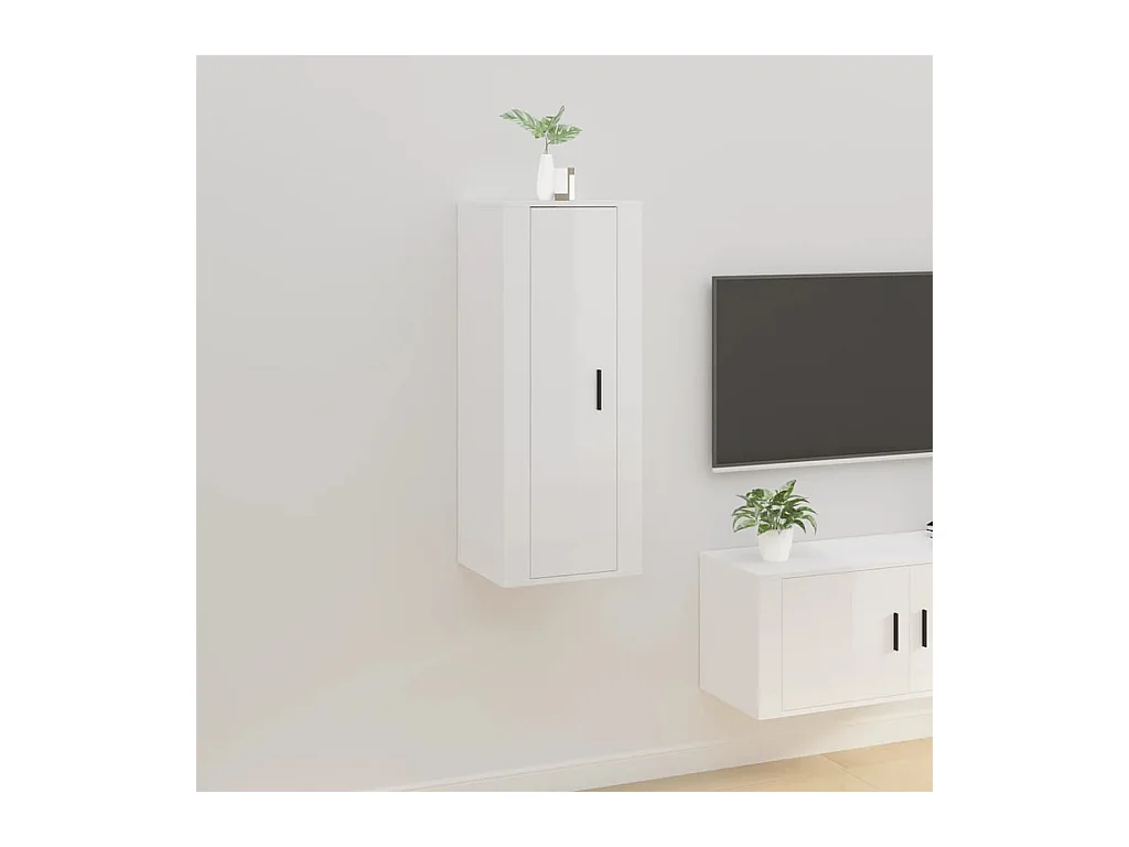 Meuble TV | Banc TV | Armoire TV mural Blanc brillant 40x34,5x100 cm