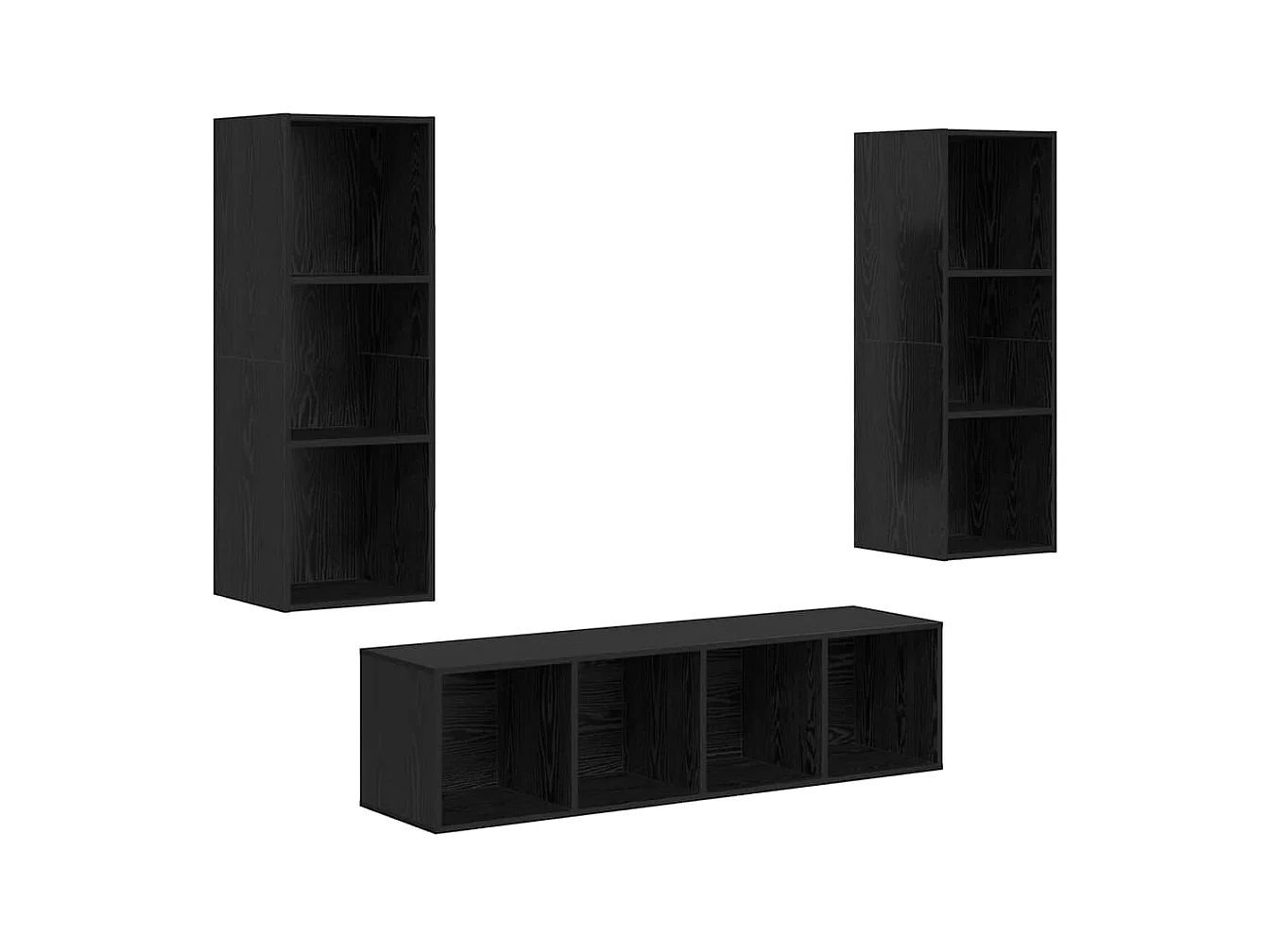 Juego de muebles de TV | Gabinete de TV | Mueble de salón 3 pcs Roble negro 37 x 37 x 142.5 cm