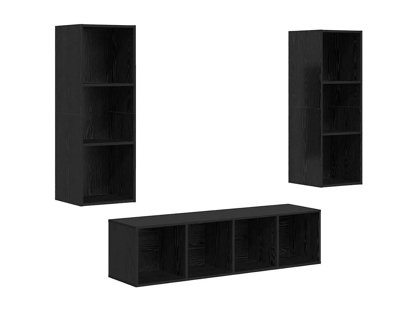 Juego de muebles de TV | Gabinete de TV | Mueble de salón 3 pcs Roble negro 37 x 37 x 142.5 cm