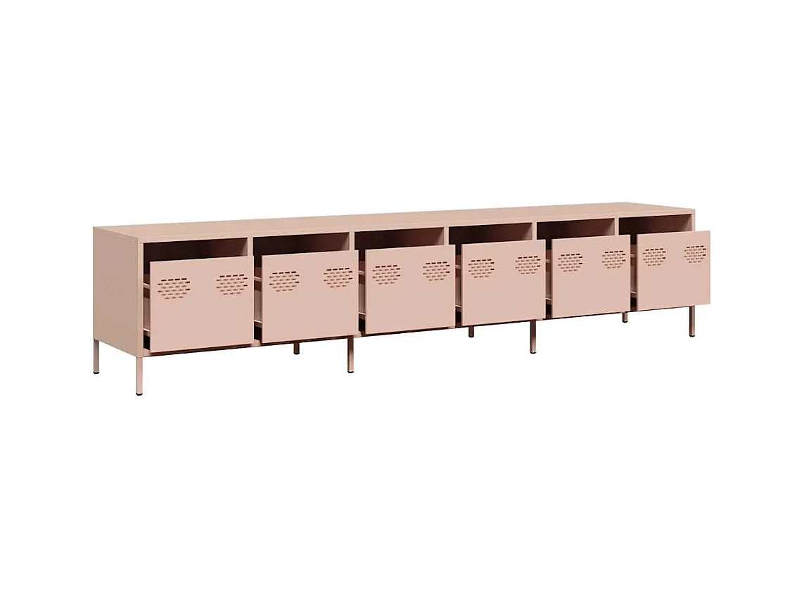 Mueble para TV  | Gabinete de TV |  Mueble de salón acero laminado en frío rosa 202x39x43,5 cm