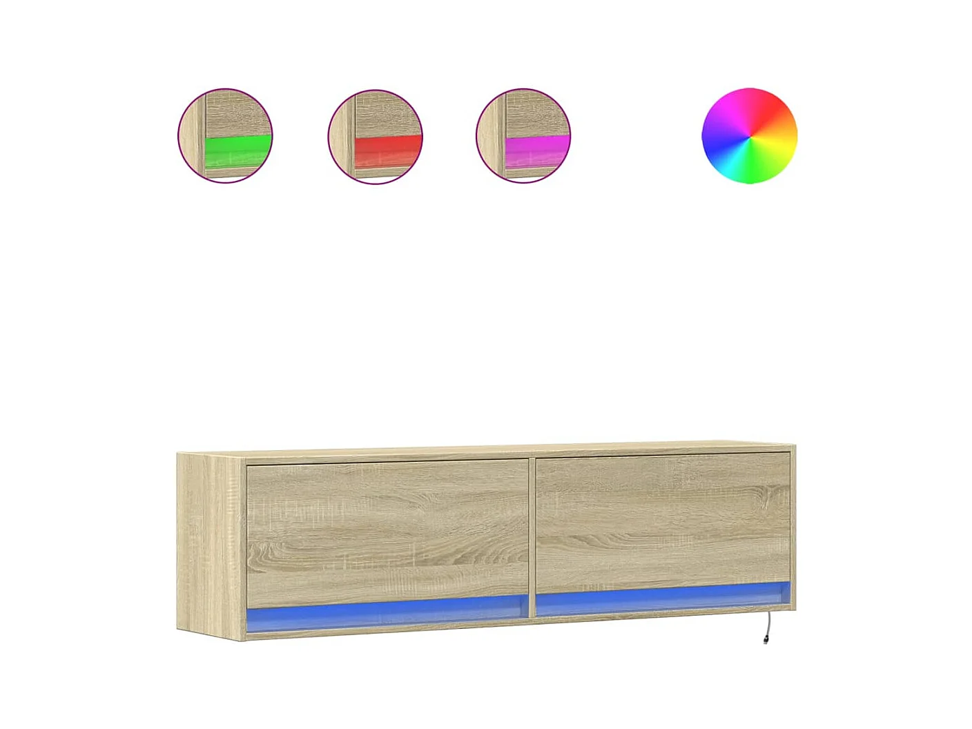 Mueble de TV | Mueble de salón de pared con luces LED roble Sonoma 140x31x38 cm