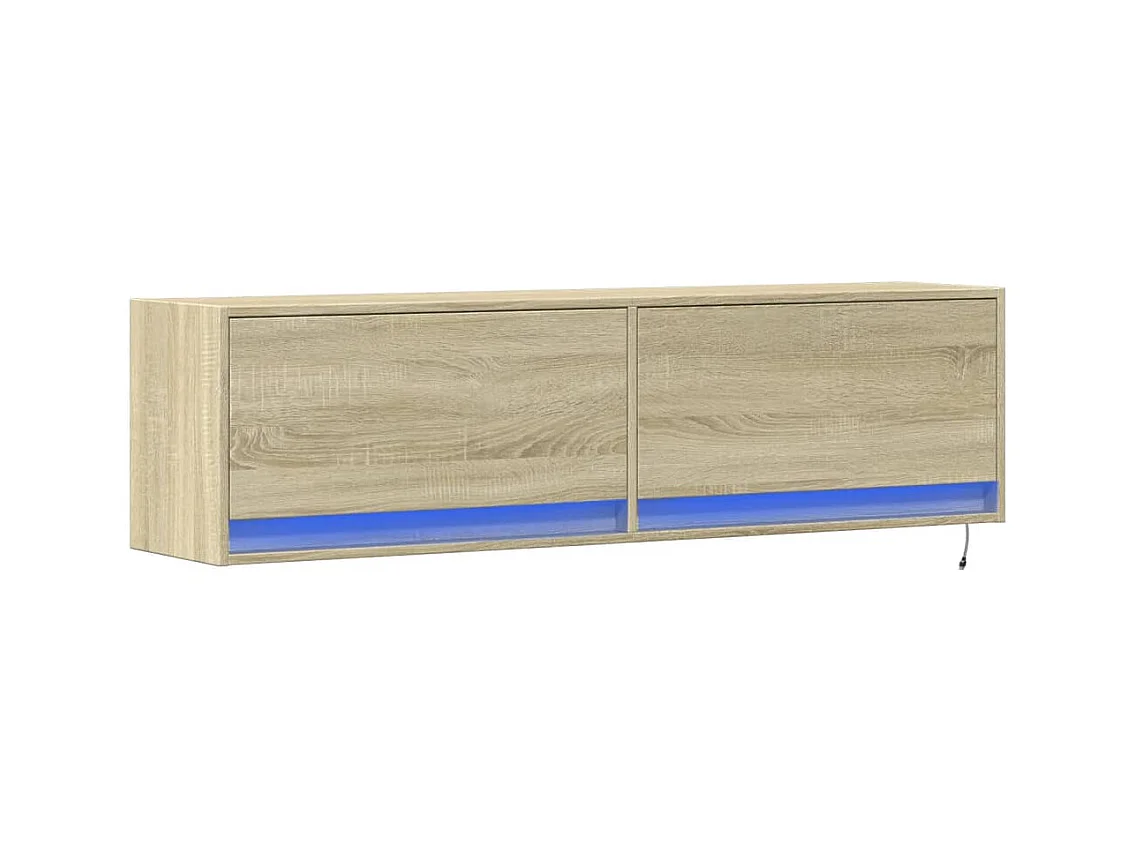 Mueble de TV | Mueble de salón de pared con luces LED roble Sonoma 140x31x38 cm
