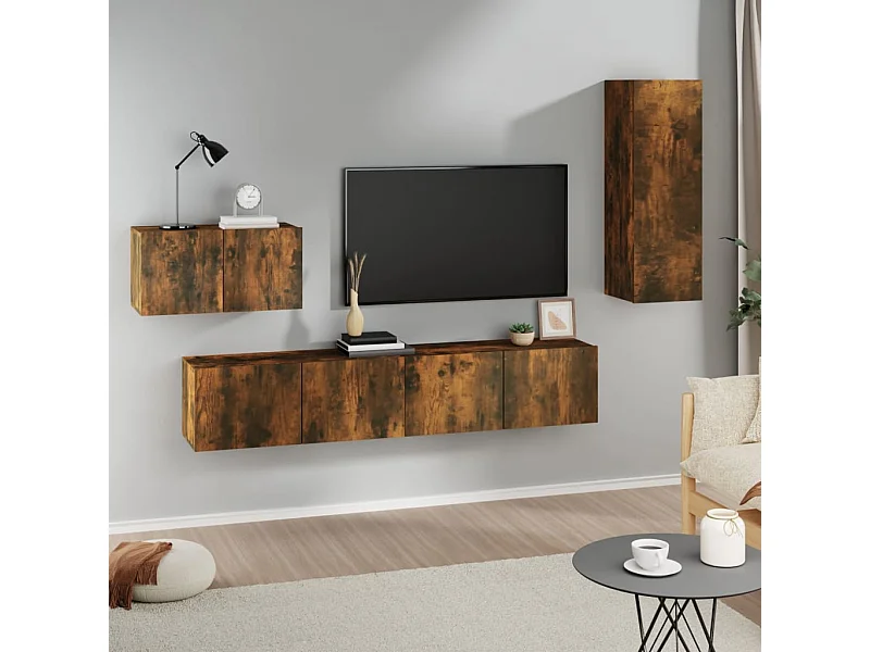 Ensemble de meubles TV | Bancs TV | Armoires TV 4 pcs Chêne fumé Bois d'ingénierie
