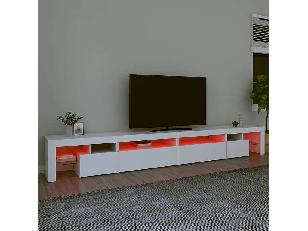 Meuble TV | Banc TV | Armoire TV avec lumières LED Blanc 290x36,5x40 cm