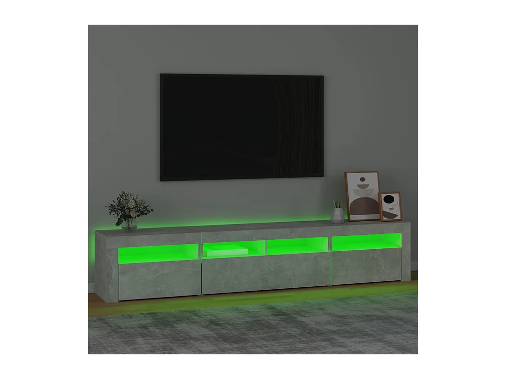 Mueble de TV | Mueble de salón con luces LED gris hormigón 210x35x40 cm