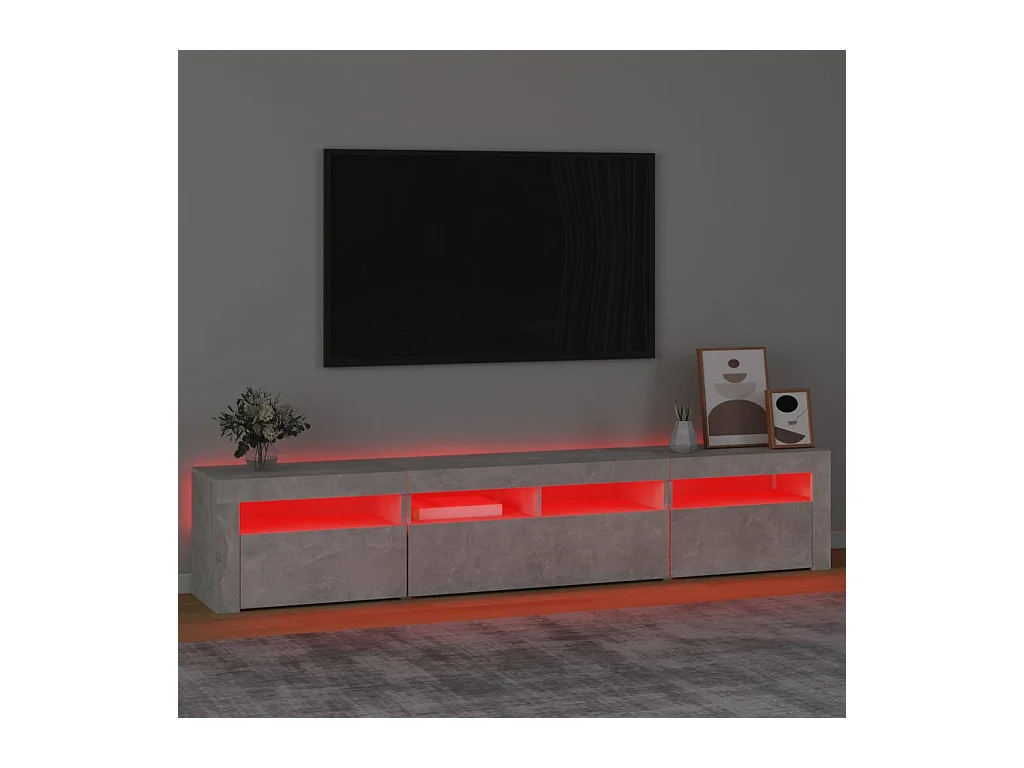 Mueble de TV | Mueble de salón con luces LED gris hormigón 210x35x40 cm