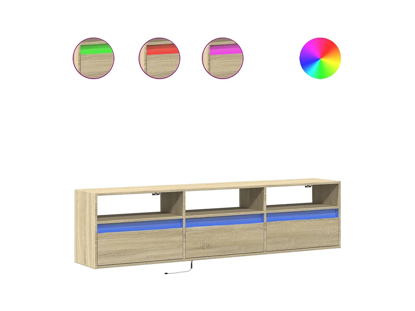 Mueble de TV | Mueble de salón de pared con LED roble Sonoma 180x31x45 cm