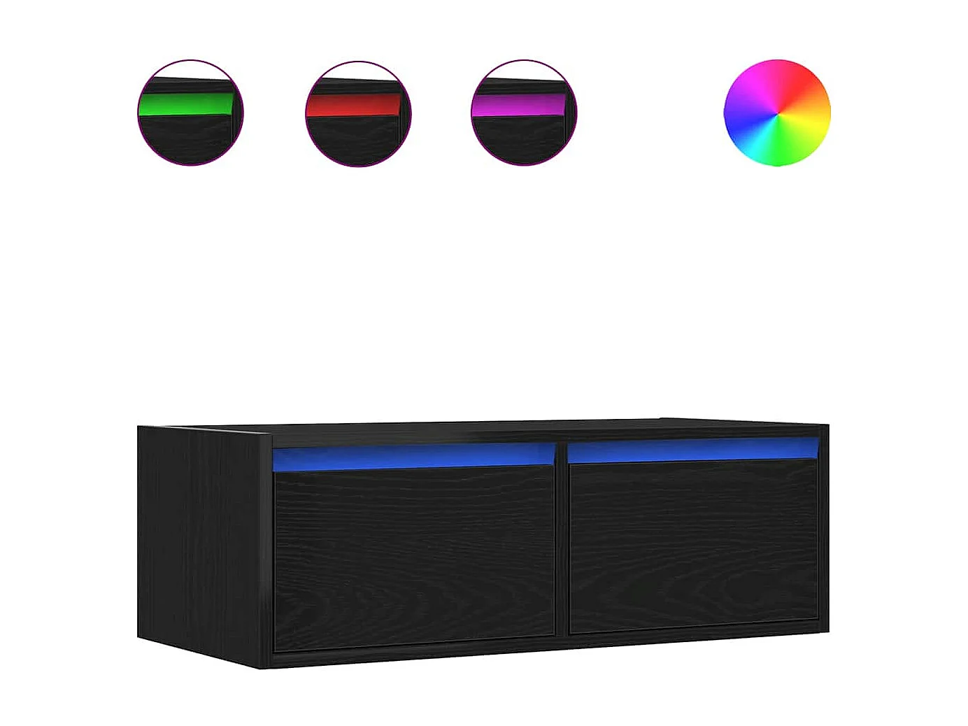 Meuble TV | Banc TV | Armoire TV avec lumières LED chêne noir 75x35,5x25 cm