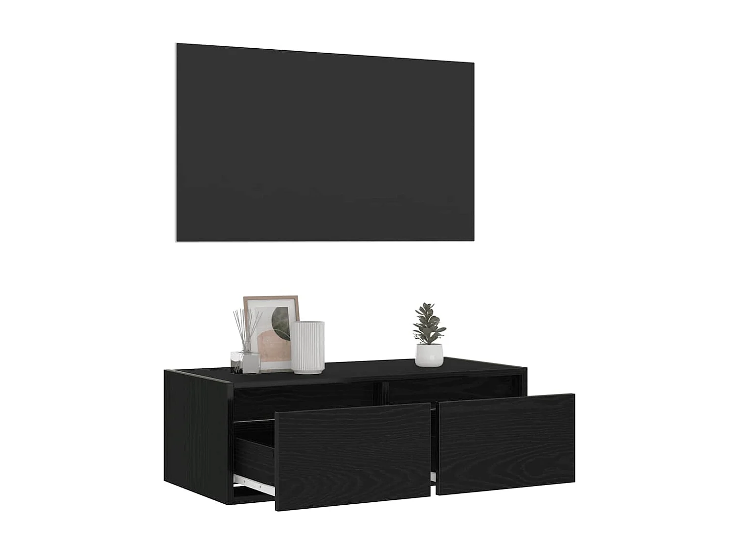 Meuble TV | Banc TV | Armoire TV avec lumières LED chêne noir 75x35,5x25 cm