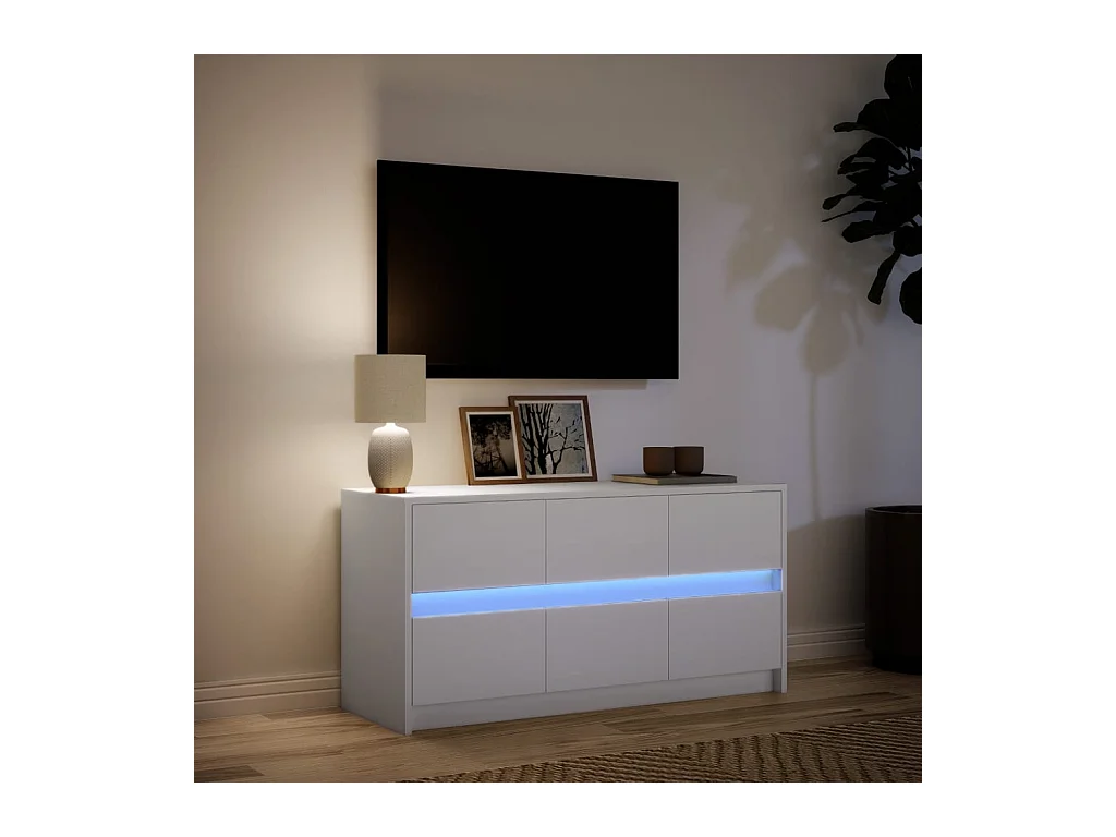 Mueble de TV | Mueble de salón con LED madera de ingeniería blanco 100x34x50 cm