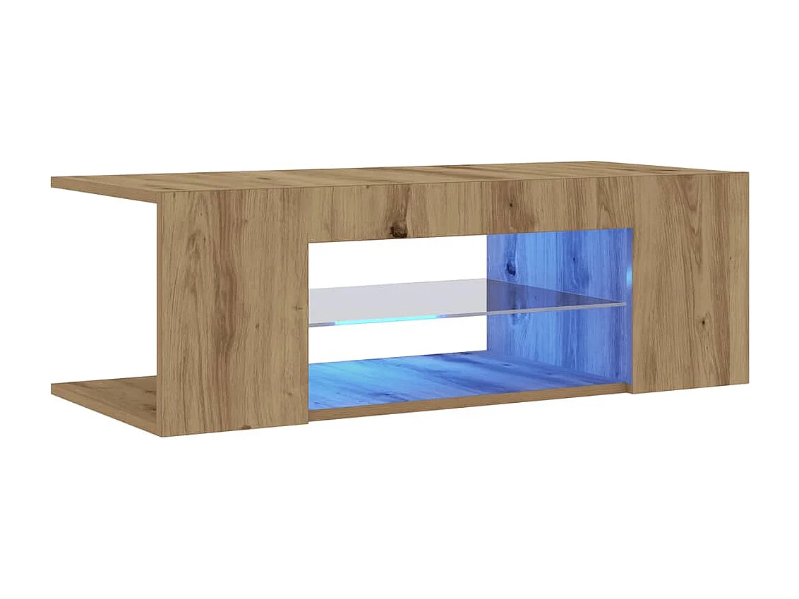 Tv-meubel | Tv-Bank | TV-kastmet LED 90x39x30 cm bewerkt hout artisanaal eiken