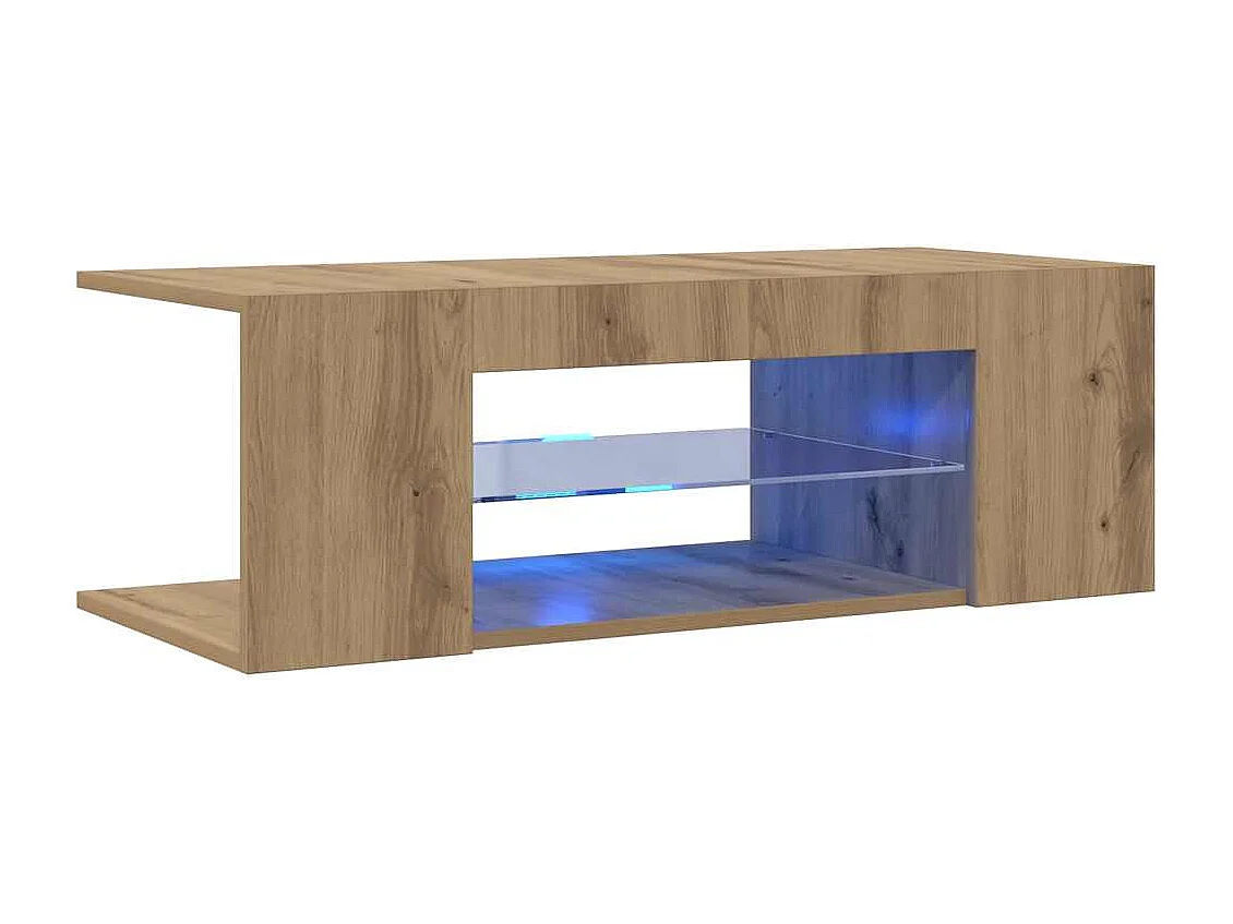 Tv-meubel | Tv-Bank | TV-kastmet LED 90x39x30 cm bewerkt hout artisanaal eiken