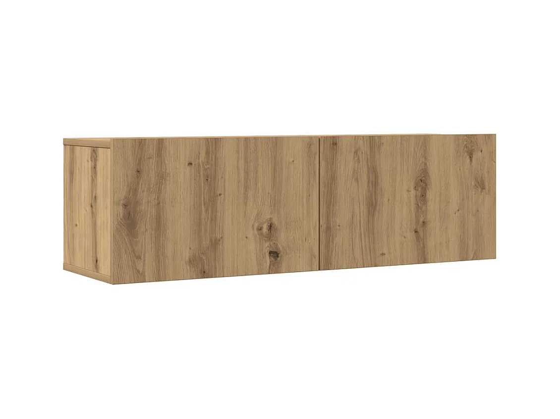 3-delig Tv-meubelset | Tv-Bank | TV-kast wandmontage bewerkt hout artisanaal eiken