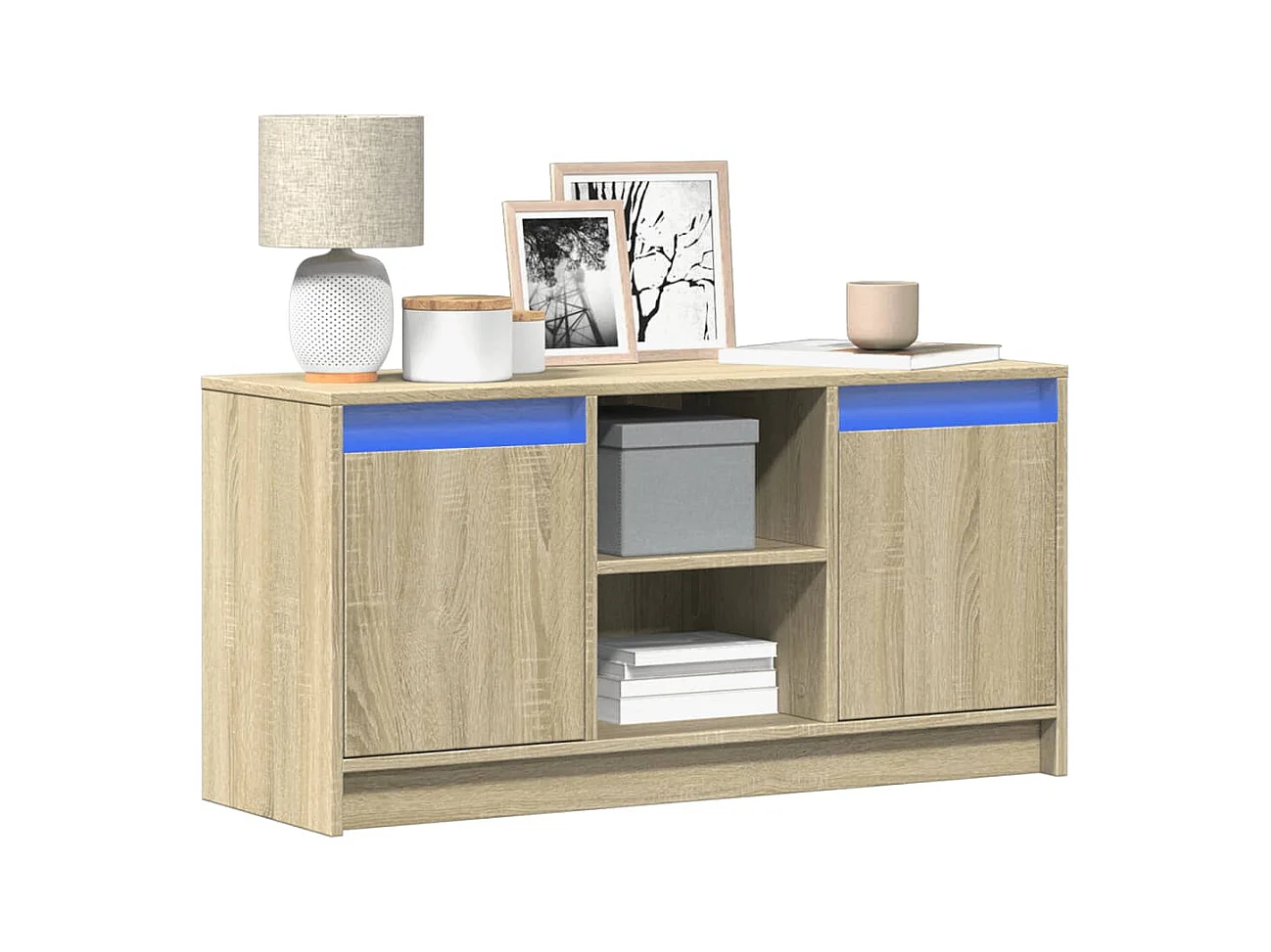 Mueble de TV | Mueble de salón LED madera de ingeniería roble Sonoma 100x34x50 cm