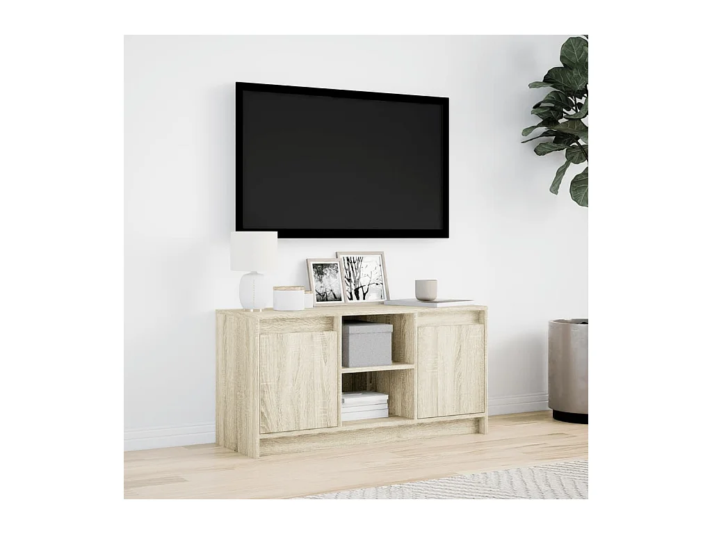 Mueble de TV | Mueble de salón LED madera de ingeniería roble Sonoma 100x34x50 cm