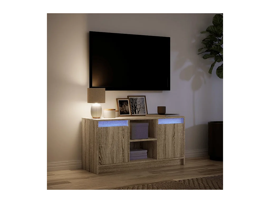 Mueble de TV | Mueble de salón LED madera de ingeniería roble Sonoma 100x34x50 cm