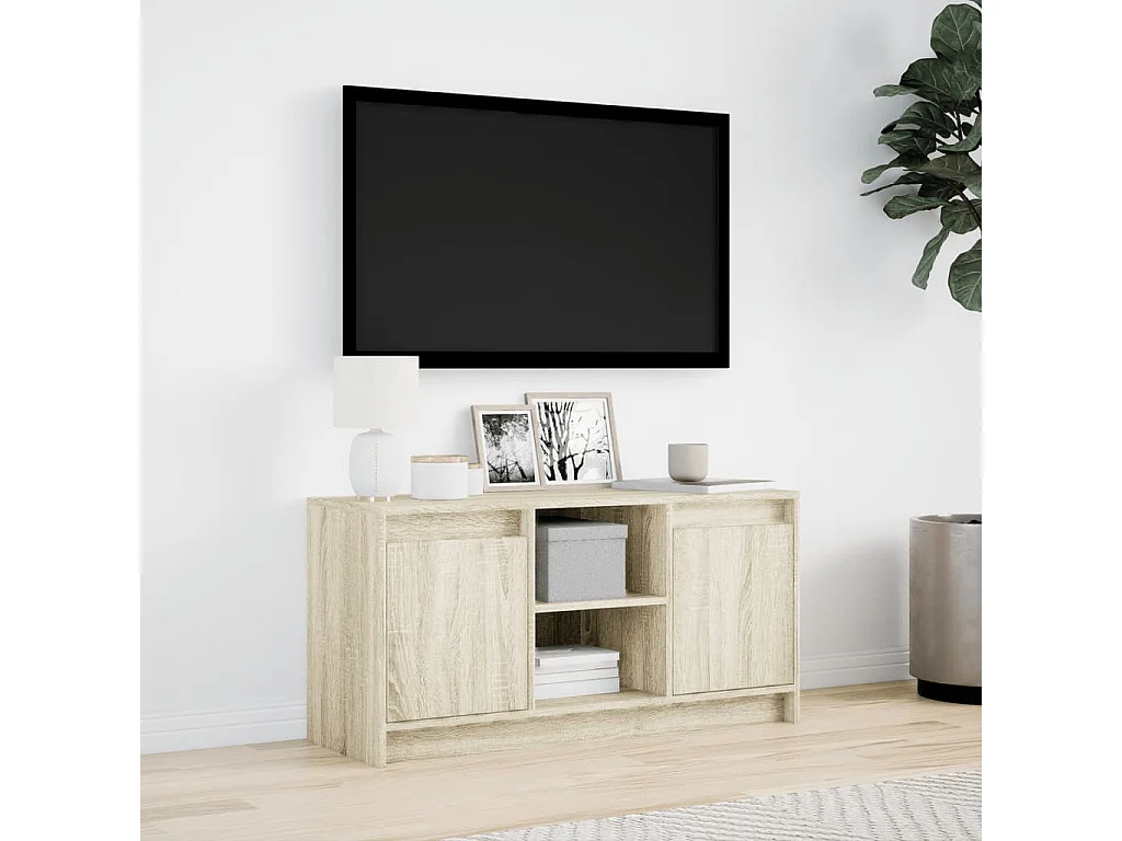 Meuble TV | Banc TV | Armoire TV avec LED chêne sonoma 100x34x50 cm bois d'ingénierie