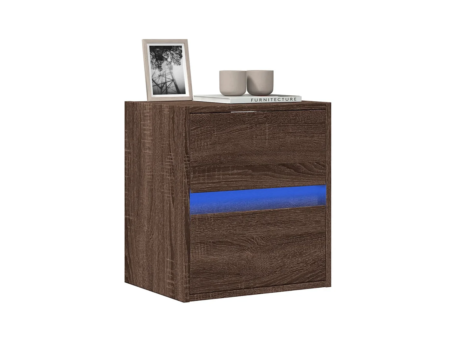 Mueble de TV | Mueble de salón de pared con luces LED marrón roble 41x31x45 cm