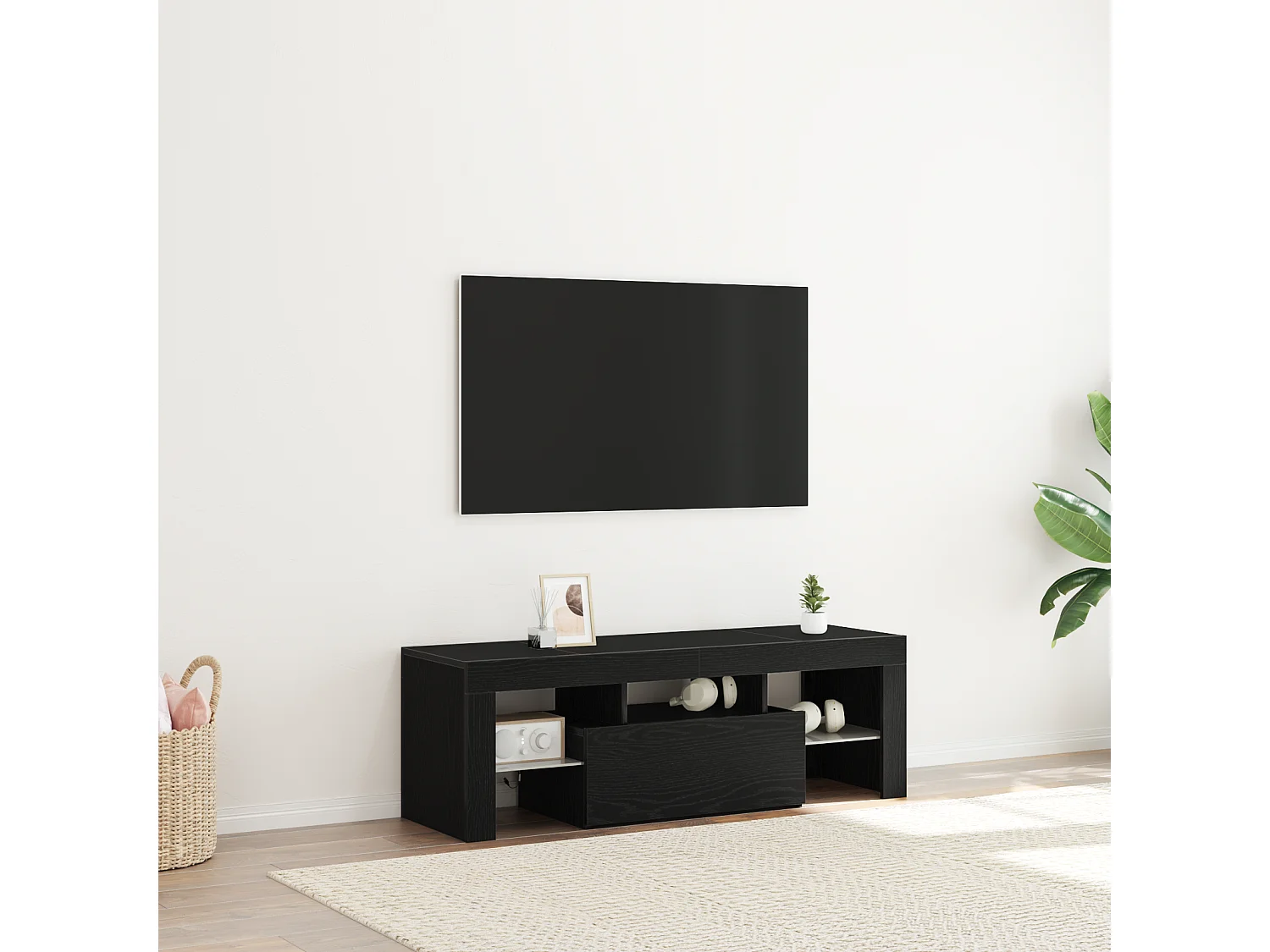 Gabinete de TV | Mueble de TV | Mueble de salón Negro 120 x 35 x 40 cm Madera contrachapada