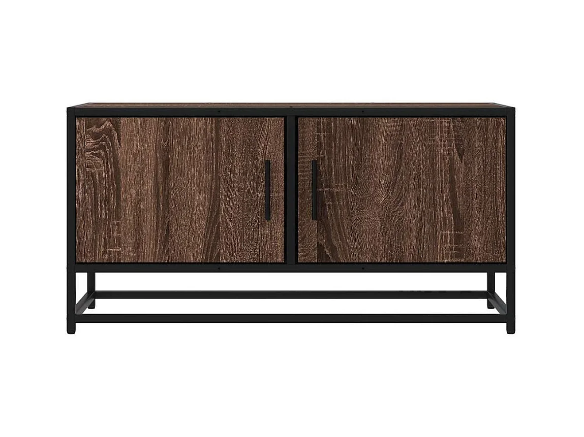 Tv-meubel | Tv-Bank | TV-kast80x34,5x40 cm bewerkt hout metaal bruin eikenkleur