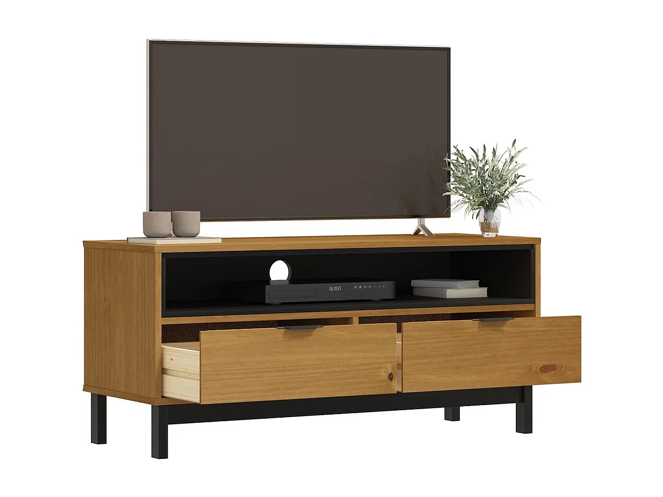 Meuble TV | Banc TV | Armoire TV FLAM 110x40x50 cm bois massif de pin