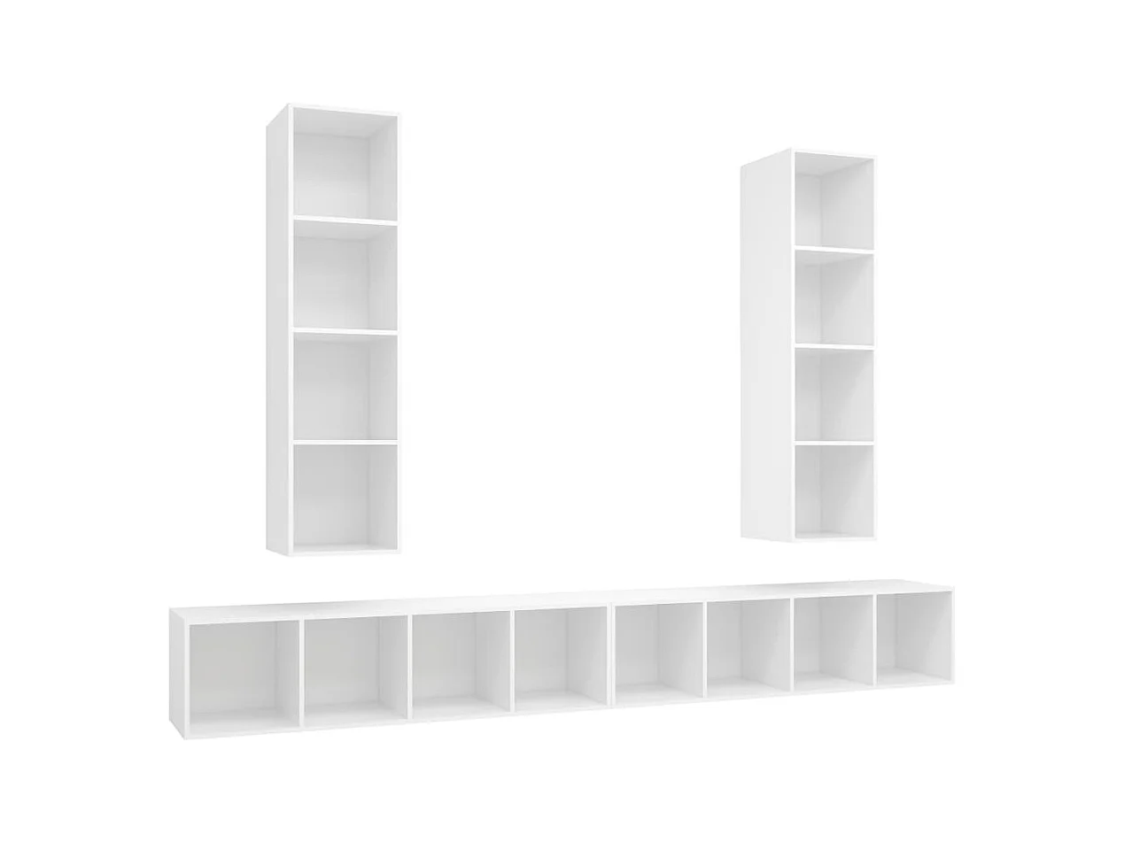 Meubles TV | Bancs TV | Armoires TV muraux 4 pcs Blanc Bois d'ingénierie