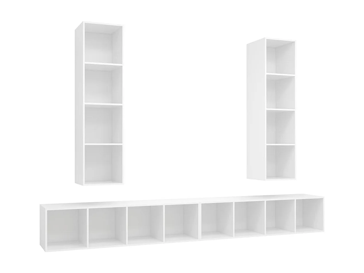 Meubles TV | Bancs TV | Armoires TV muraux 4 pcs Blanc Bois d'ingénierie