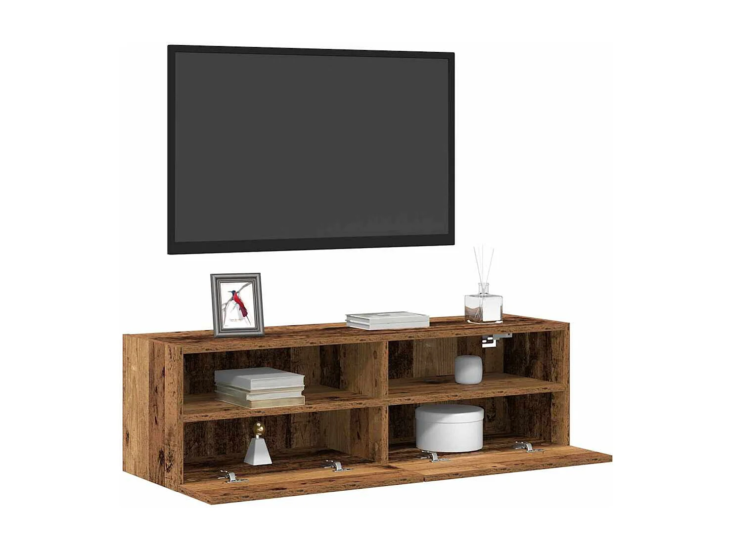 Tv-wandmeubel | TV-kast | Tv-Bank 100x30x30 cm bewerkt hout oud houtkleurig