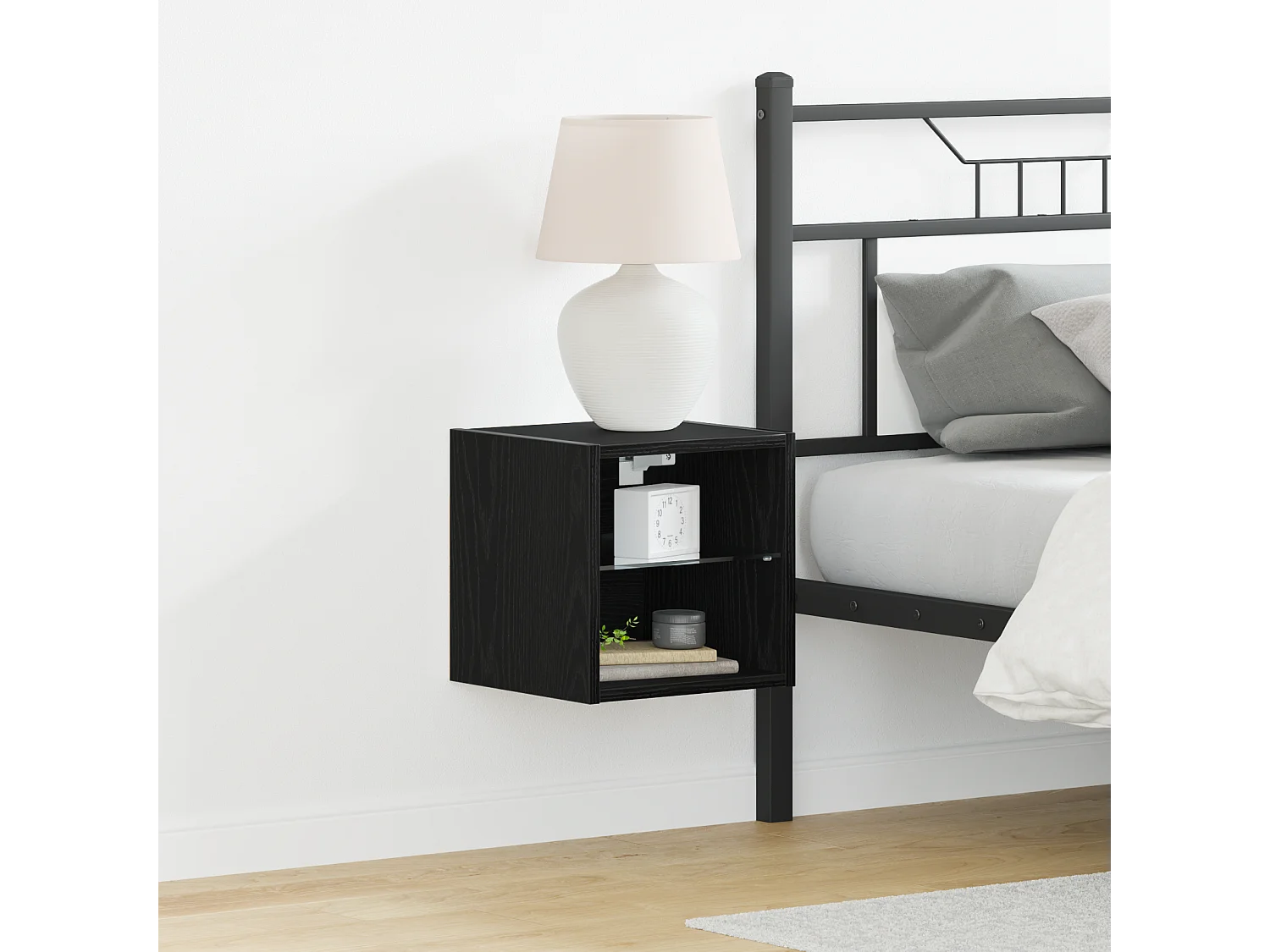 LED TV Meubel | TV-kast | Tv-Bank 2 stuks Zwart Eiken 30x28,5x30 cm Geengineerd Hout