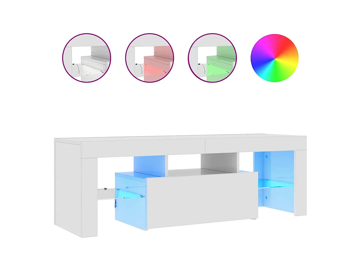 Mueble de TV | Mueble de salón con luces LED blanco brillante 120x35x40 cm