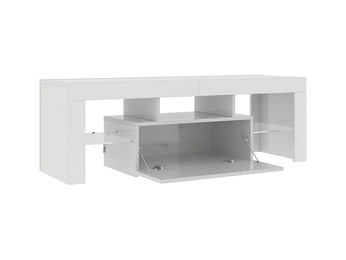 Mueble de TV | Mueble de salón con luces LED blanco brillante 120x35x40 cm